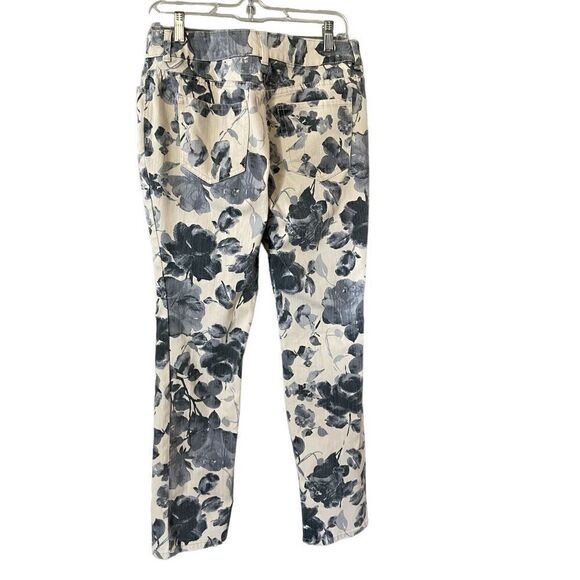 Chicos Women Size 1.5 So Slimming Floral Print Straight Leg Mid Rise Denim Jeans - Picture 2 of 4